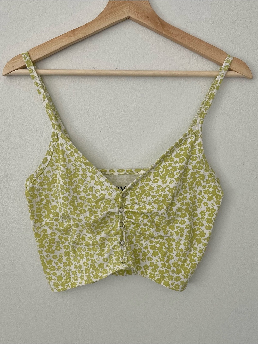 PacSun green floral cropped cami top